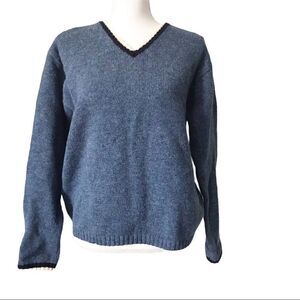 Vtg. Jamie Scott 100% Wool Blue Pullover Sweater M